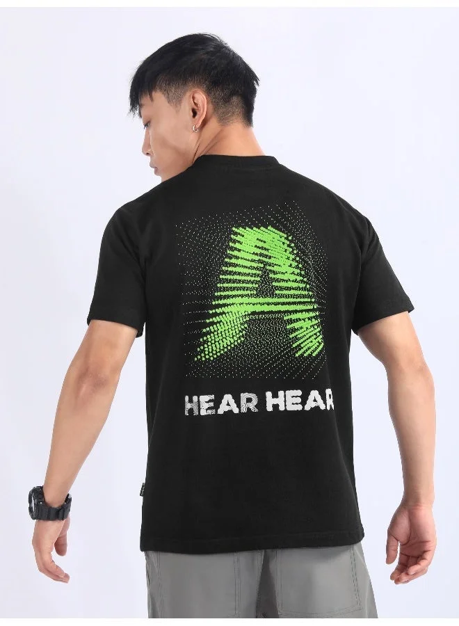 Beyoung Black 3D Illusion Rubber Printed T-Shirt